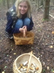 mushroom picking in a forest